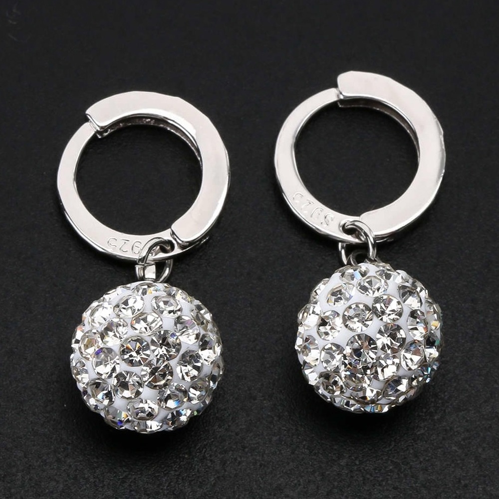 925 Stamped Silver Shambala Huggie Hoop Earrings - Picture 6 of 8
